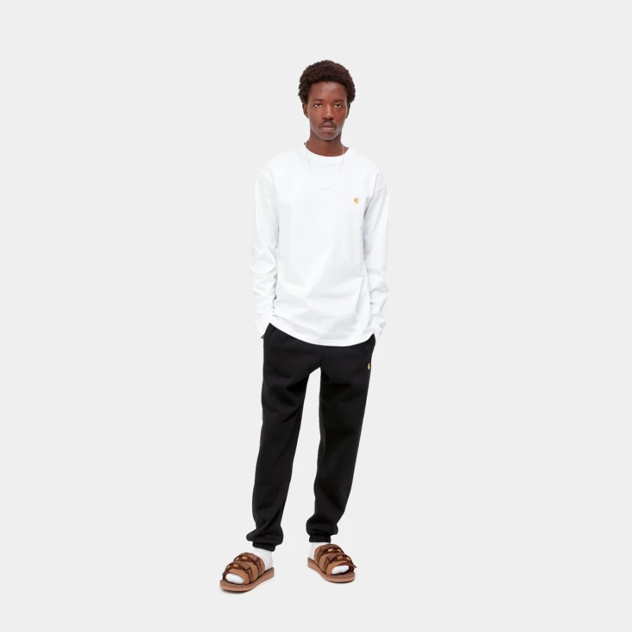 Carhartt WIP Men's Chase Sweatpants in Black & Gold - Comfortable Athletic Joggers