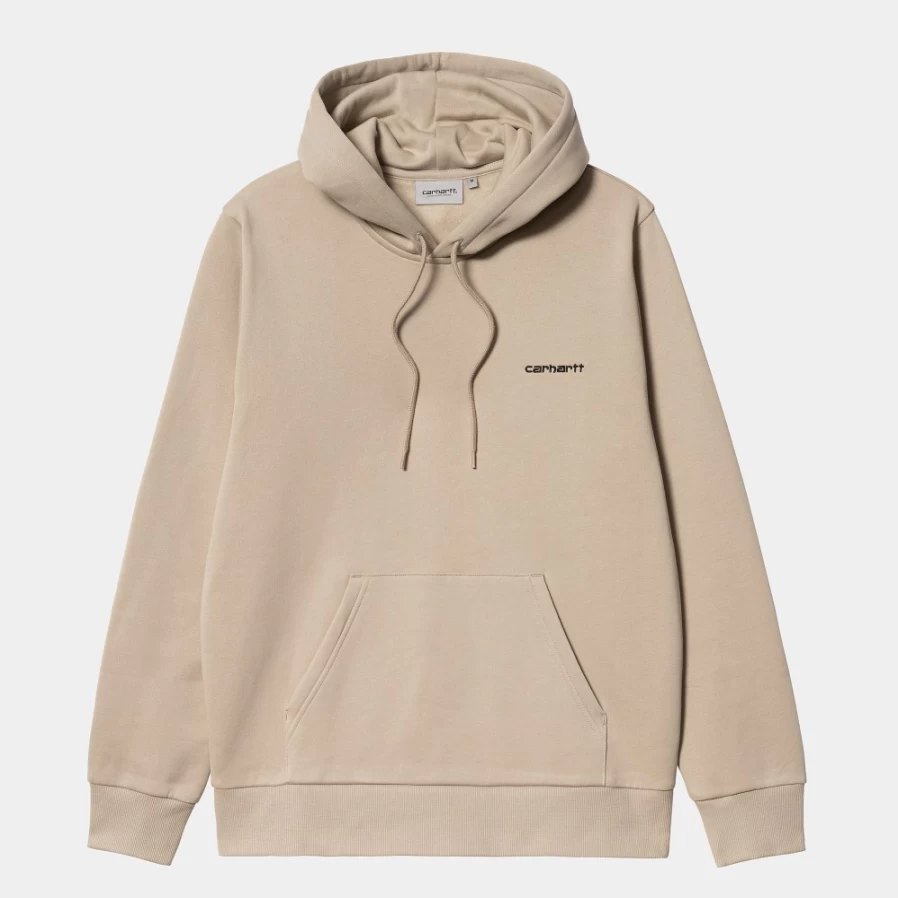 Carhartt WIP Men's Hooded Script Embroidery Sweatshirt in Wall/Black