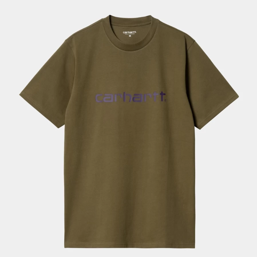 Carhartt WIP Men's Script T-Shirt in Highland/Cassis Color - Short Sleeve Casual Tee