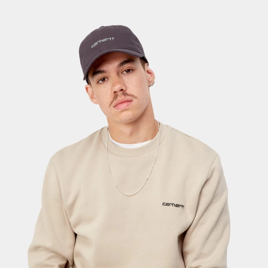 Carhartt WIP Canvas Script Cap in Artichoke & Misty Sage - Vintage Washed Cotton Dad Hat