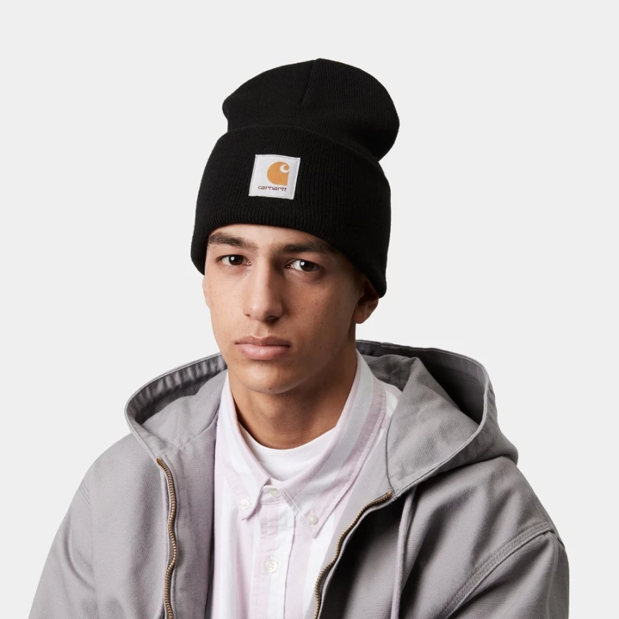 Carhartt WIP Black Acrylic Watch Beanie Hat for Men & Women