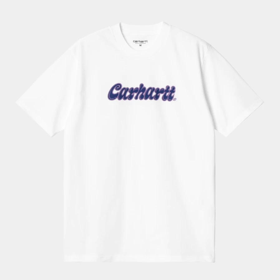 Carhartt WIP Men's White Short Sleeve Script T-Shirt - S/S Liquid Design